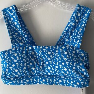 PRETTY $68! ADDISON BAY SPORTS BRA WORKOUT/ATHLEISURE BLUE/WHITE SIZE M-BNWT!